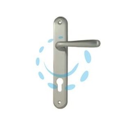 MANIGLIA GOCCIA PLACCA FORO YALE IN ZAMA FINIT. OTT. CROMO SATINATO - mm.90 foro yale