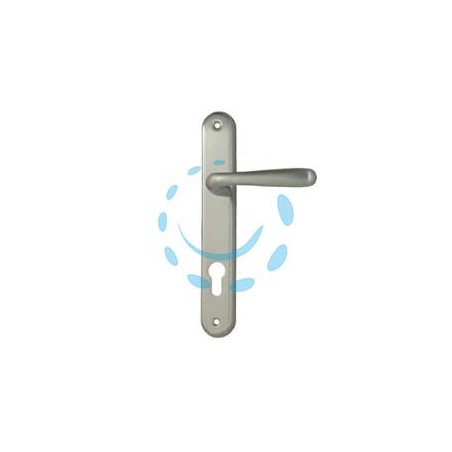 MANIGLIA GOCCIA PLACCA FORO YALE IN ZAMA FINIT. OTT. CROMO SATINATO - mm.90 foro yale