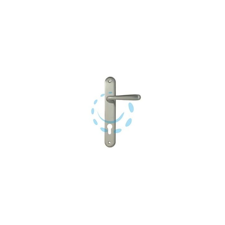 MANIGLIA GOCCIA PLACCA FORO YALE IN ZAMA FINIT. OTT. CROMO SATINATO - mm.90 foro yale