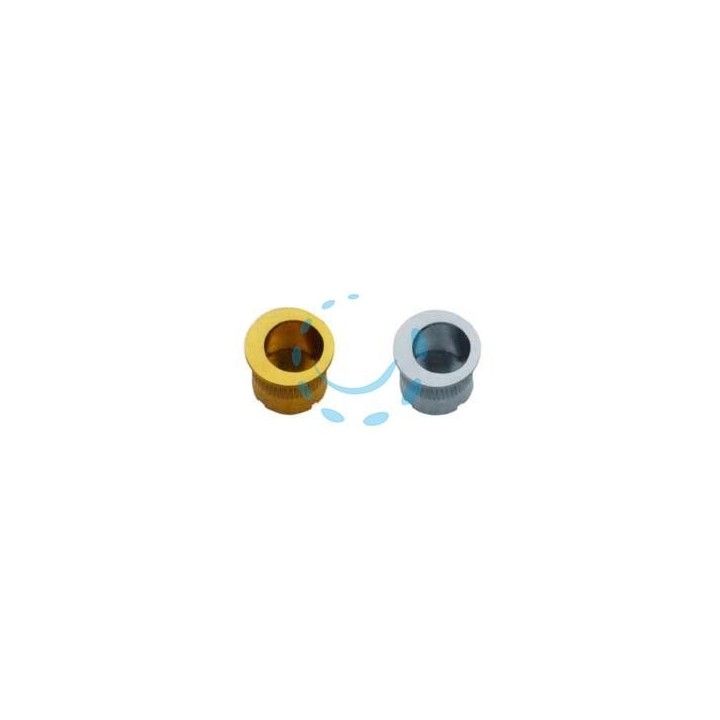 MANIGLIETTA DITALE TONDA AD INCASSO SENZA FORO IN PLASTICA - ø mm.25 finitura ottone lucido