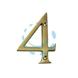 NUMERO CIVICO "4" INGLESE IN OTTONE LUCIDO 