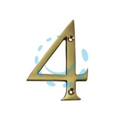 NUMERO CIVICO "4" INGLESE IN OTTONE LUCIDO 