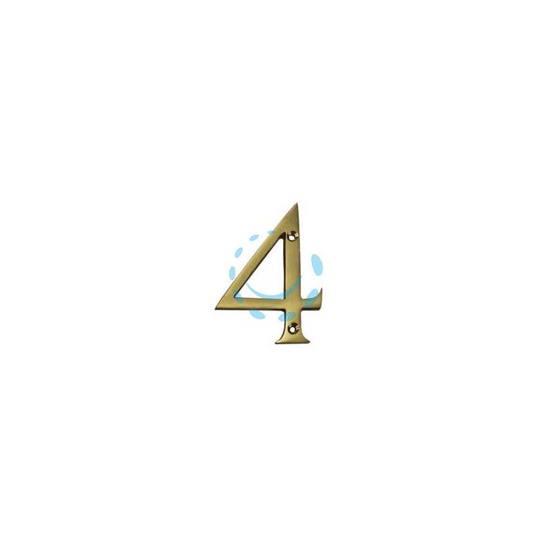 NUMERO CIVICO "4" INGLESE IN OTTONE LUCIDO 