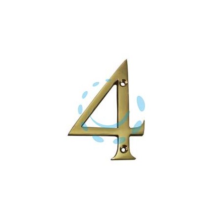 NUMERO CIVICO "4" INGLESE IN OTTONE LUCIDO 
