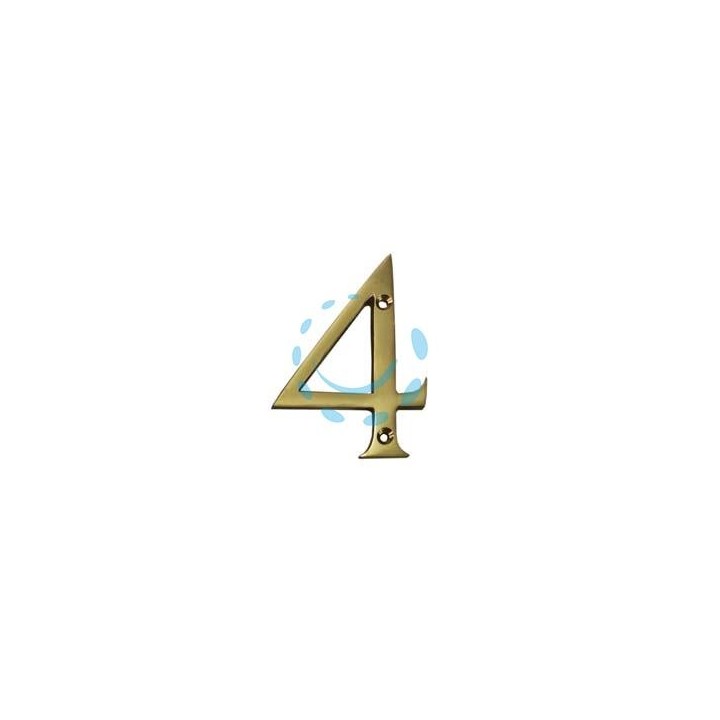 NUMERO CIVICO "4" INGLESE IN OTTONE LUCIDO 