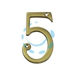 NUMERO CIVICO "5" INGLESE IN OTTONE LUCIDO 