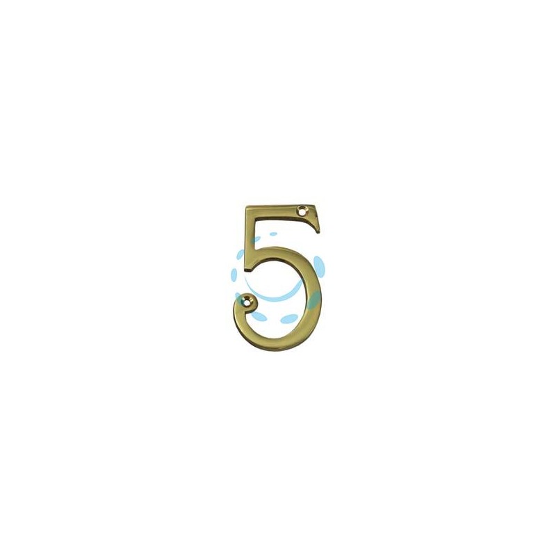 NUMERO CIVICO "5" INGLESE IN OTTONE LUCIDO 