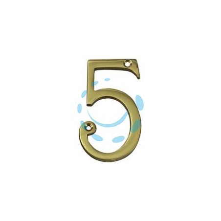 NUMERO CIVICO "5" INGLESE IN OTTONE LUCIDO 