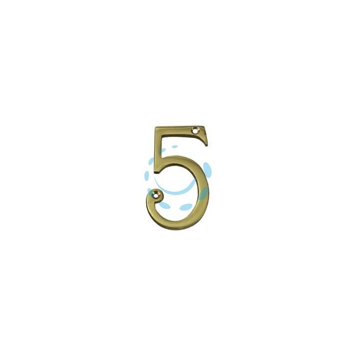 NUMERO CIVICO "5" INGLESE IN OTTONE LUCIDO 