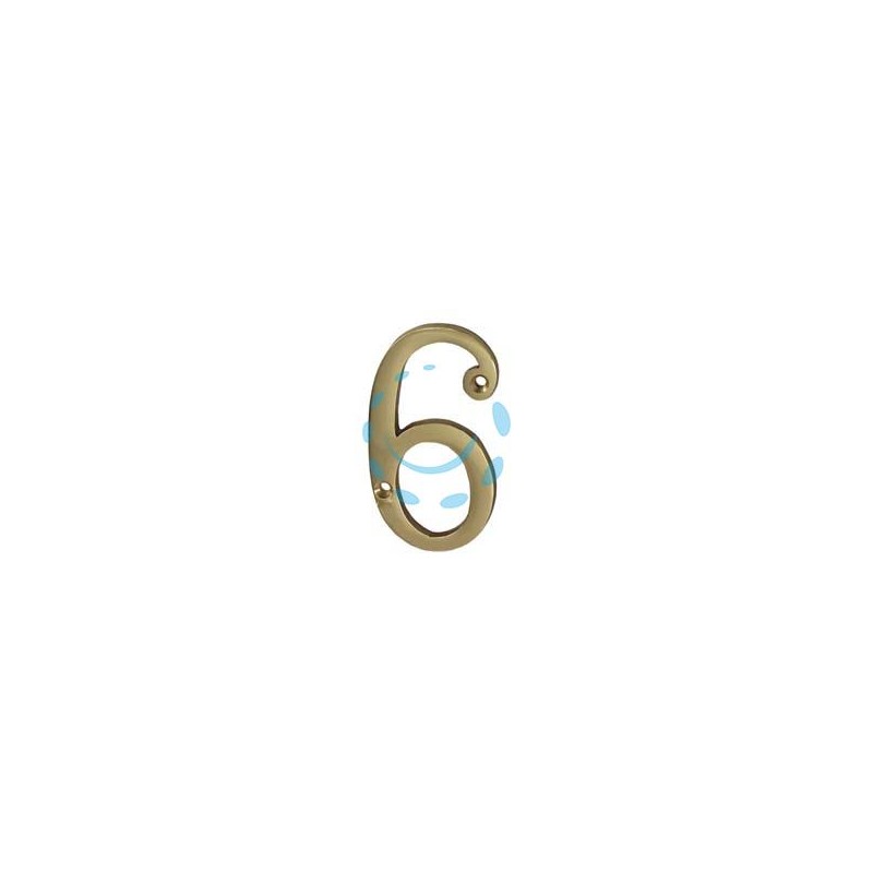 NUMERO CIVICO "6" INGLESE IN OTTONE LUCIDO 