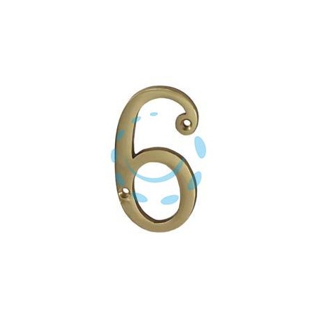 NUMERO CIVICO "6" INGLESE IN OTTONE LUCIDO 