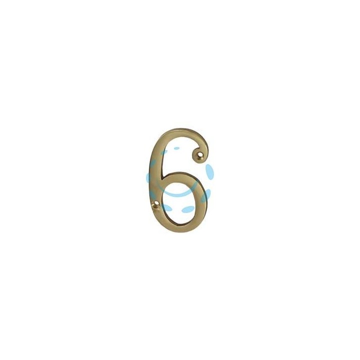 NUMERO CIVICO "6" INGLESE IN OTTONE LUCIDO 
