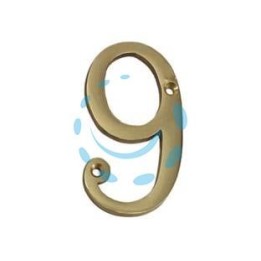 NUMERO CIVICO "9" INGLESE IN OTTONE LUCIDO 