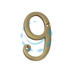 NUMERO CIVICO "9" INGLESE IN OTTONE LUCIDO 