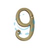 NUMERO CIVICO "9" INGLESE IN OTTONE LUCIDO 