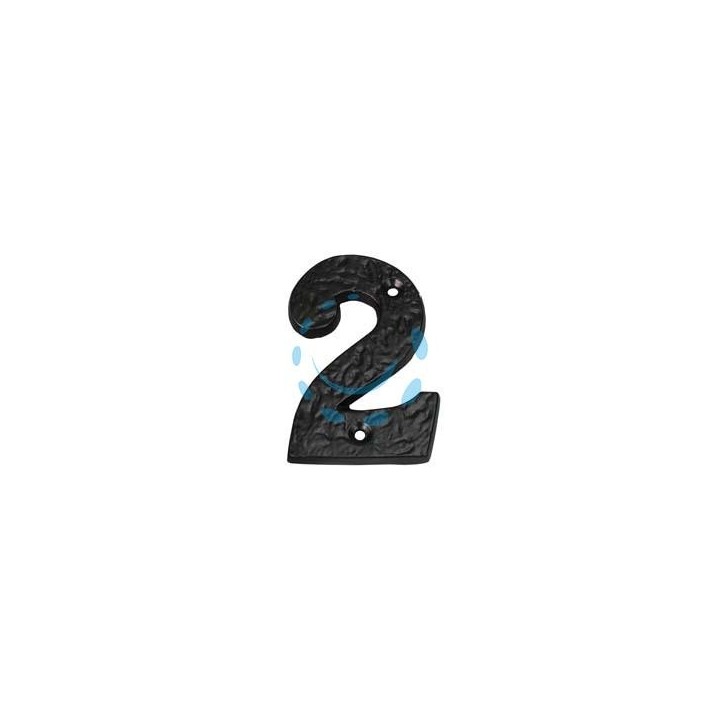NUMERO CIVICO "2" IN FERRO NERO OPACO 