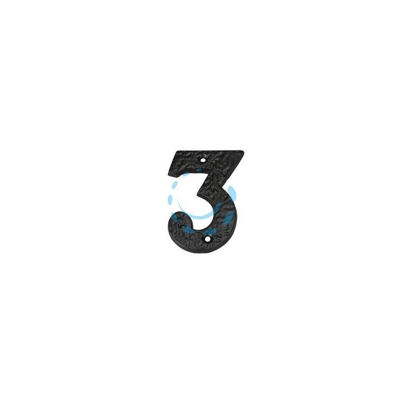 NUMERO CIVICO "3" IN FERRO NERO OPACO 