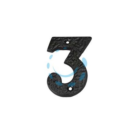 NUMERO CIVICO "3" IN FERRO NERO OPACO 