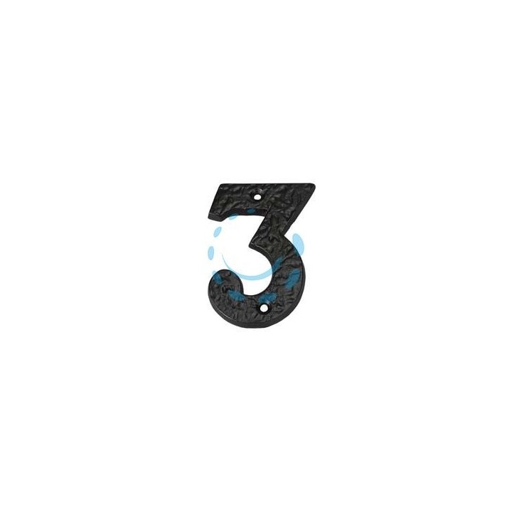 NUMERO CIVICO "3" IN FERRO NERO OPACO 