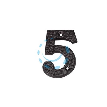 NUMERO CIVICO "5" IN FERRO NERO OPACO 