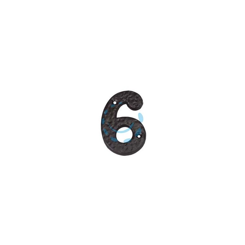 NUMERO CIVICO "6" IN FERRO NERO OPACO 