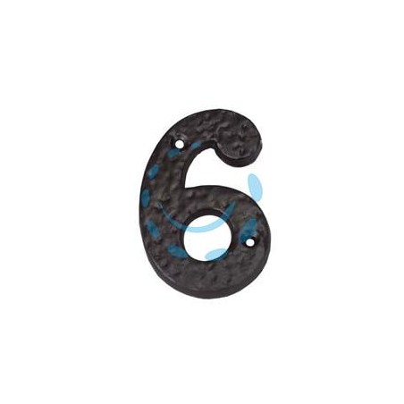 NUMERO CIVICO "6" IN FERRO NERO OPACO 