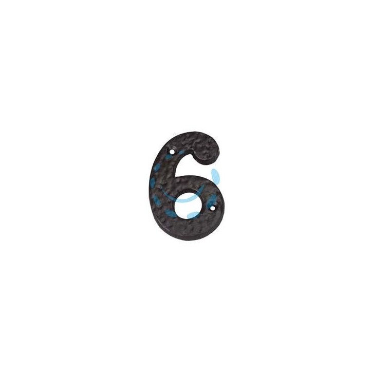 NUMERO CIVICO "6" IN FERRO NERO OPACO 
