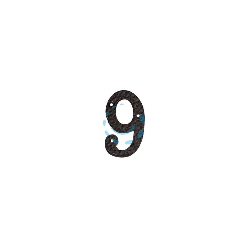 NUMERO CIVICO "9" IN FERRO NERO OPACO 