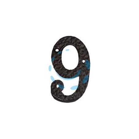 NUMERO CIVICO "9" IN FERRO NERO OPACO 