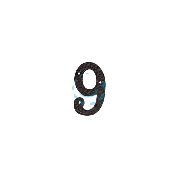 NUMERO CIVICO "9" IN FERRO NERO OPACO 