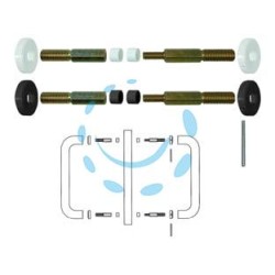 FISSAGGIO DOPPIO PER VETRO-LEGNO-ALLUMINIO - mm.300/350 in nylon colore bianco