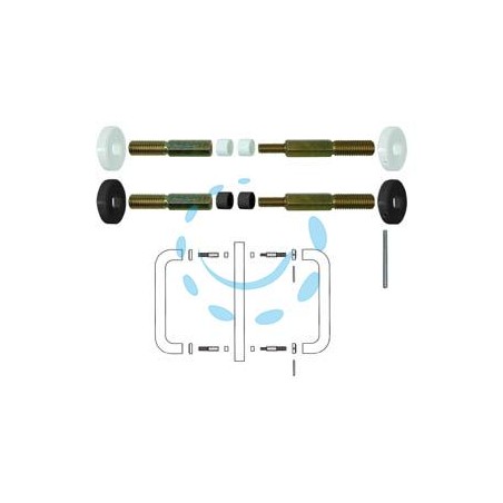 FISSAGGIO DOPPIO PER VETRO-LEGNO-ALLUMINIO - mm.300/350 in nylon colore bianco