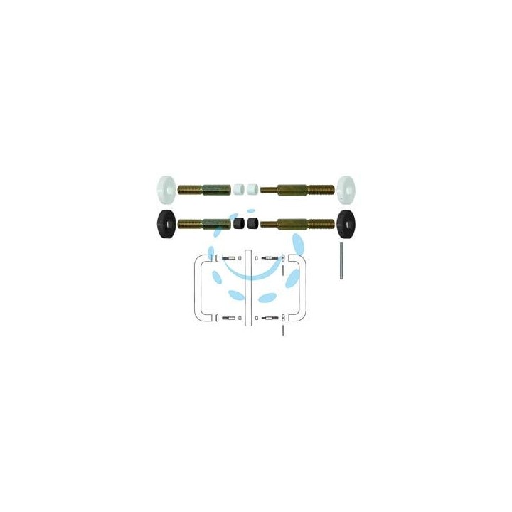FISSAGGIO DOPPIO PER VETRO-LEGNO-ALLUMINIO - mm.300/350 in nylon colore bianco