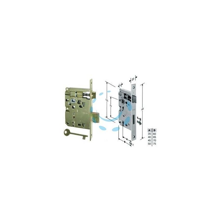 SERRATURA A BUSSOLA PATENT RIDOTTA DA INFILARE BORDO QUADRO OTTONATO - mm.40 (B.00572.40.03)