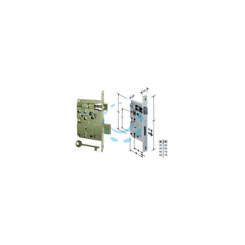 SERRATURA A BUSSOLA PATENT RIDOTTA DA INFILARE BORDO QUADRO OTTONATO - mm.50 (B.00572.50.03)
