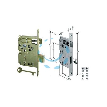 SERRATURA A BUSSOLA PATENT RIDOTTA DA INFILARE BORDO QUADRO OTTONATO - mm.50 (B.00572.50.03)