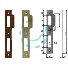 CONTROPIASTRA RIDOTTA PER SERRATURA A BUSSOLA PATENT BORDO QUADRO - acciaio bronzato (B.00570.05.02)