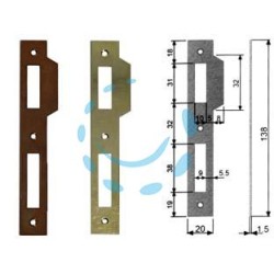 CONTROPIASTRA RIDOTTA PER SERRATURA A BUSSOLA PATENT BORDO QUADRO - acciaio bronzato (B.00570.05.02)