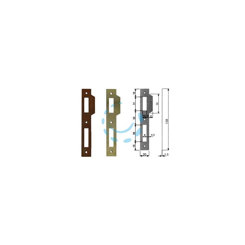 CONTROPIASTRA RIDOTTA PER SERRATURA A BUSSOLA PATENT BORDO QUADRO - acciaio bronzato (B.00570.05.02)