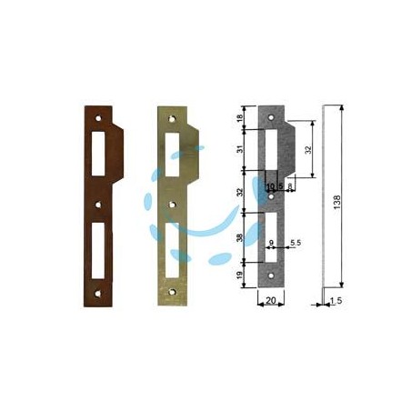 CONTROPIASTRA RIDOTTA PER SERRATURA A BUSSOLA PATENT BORDO QUADRO - acciaio ottonato verniciato (B.00570.05.03)