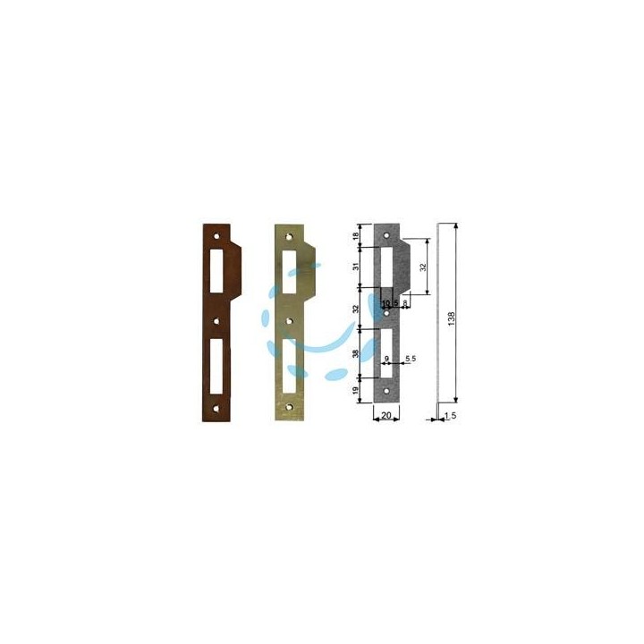 CONTROPIASTRA RIDOTTA PER SERRATURA A BUSSOLA PATENT BORDO QUADRO - acciaio ottonato verniciato (B.00570.05.03)