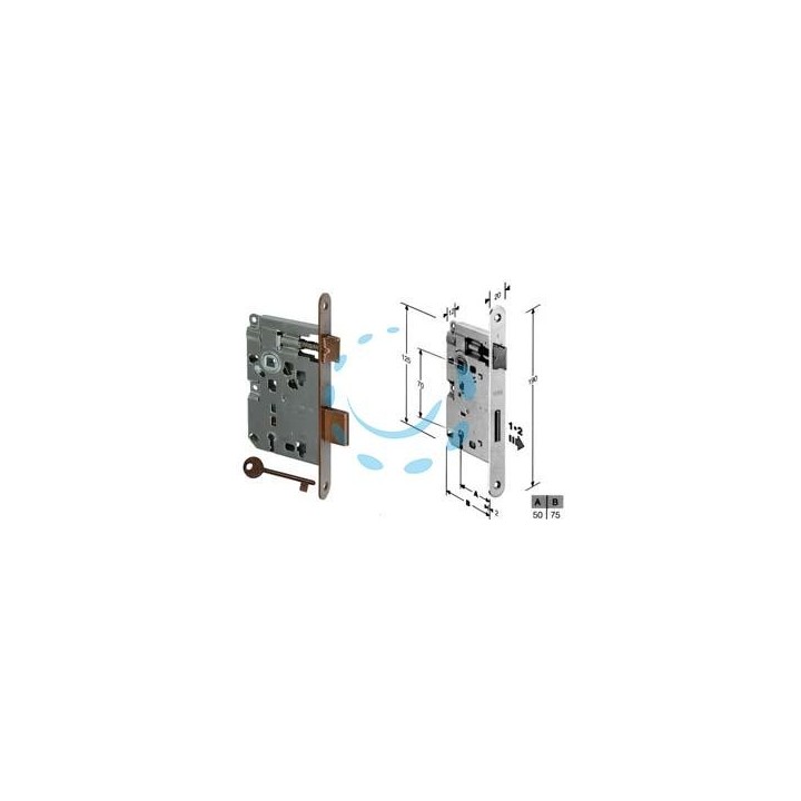 SERRATURA A BUSSOLA RIDOTTA PATENT DA INFILARE BORDO TONDO BRONZATO - mm.50 bordo acciaio bronzato (B.00571.50.22)