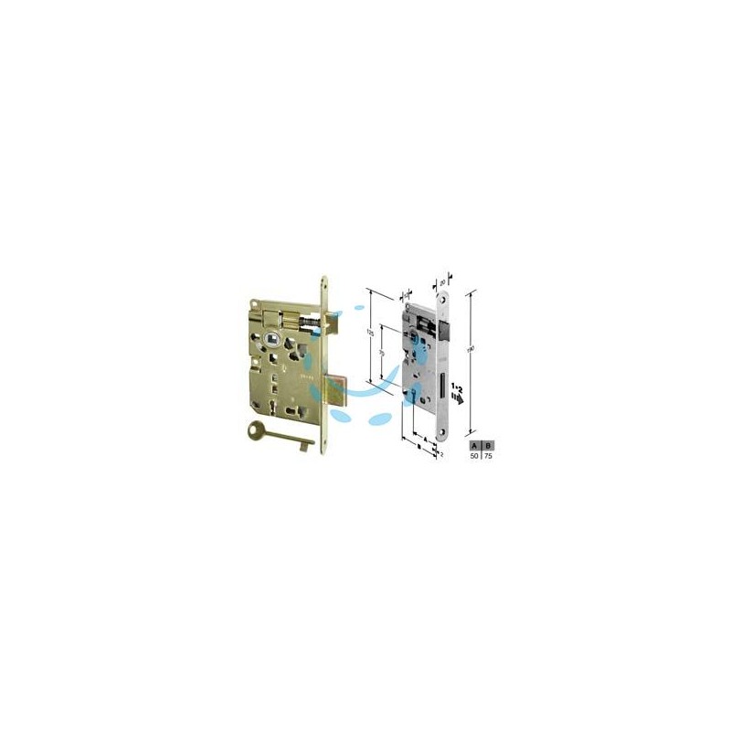 SERRATURA A BUSSOLA PATENT RIDOTTA DA INFILARE BORDO TONDO OTTONATO - mm.50 (B.00571.50.03)
