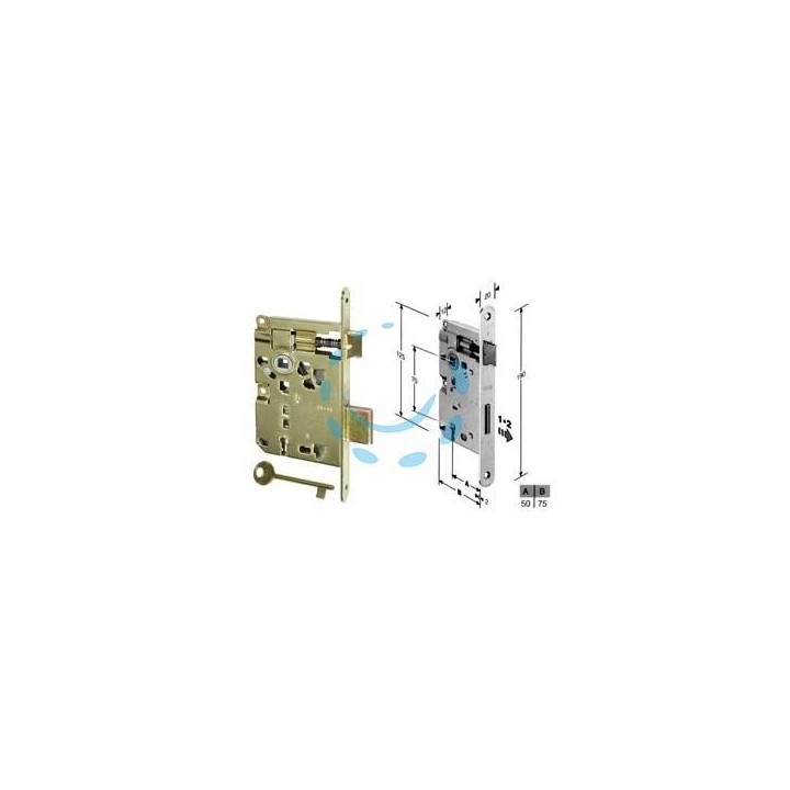 SERRATURA A BUSSOLA PATENT RIDOTTA DA INFILARE BORDO TONDO OTTONATO - mm.50 (B.00571.50.03)