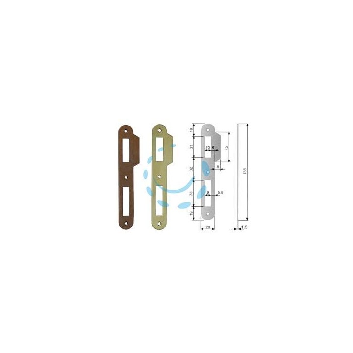 CONTROPIASTRA RIDOTTA PER SERRATURA A BUSSOLA PATENT BORDO TONDO - acciaio bronzato (B.00570.09.02)
