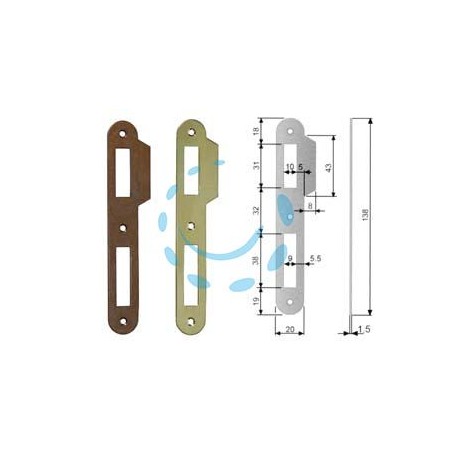 CONTROPIASTRA RIDOTTA PER SERRATURA A BUSSOLA PATENT BORDO TONDO - acciaio ottonato verniciato (B.00570.09.03)