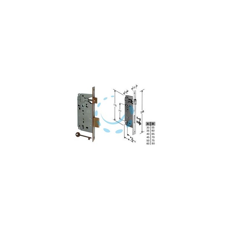 SERRATURA A BUSSOLA PATENT DA INFILARE BORDO QUADRO BRONZATO - mm.35 (B.00592.35.22)