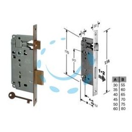 SERRATURA A BUSSOLA PATENT DA INFILARE BORDO QUADRO BRONZATO - mm.40 (B.00592.40.22)