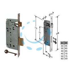 SERRATURA A BUSSOLA PATENT DA INFILARE BORDO QUADRO BRONZATO - mm.45 (B.00592.45.22)