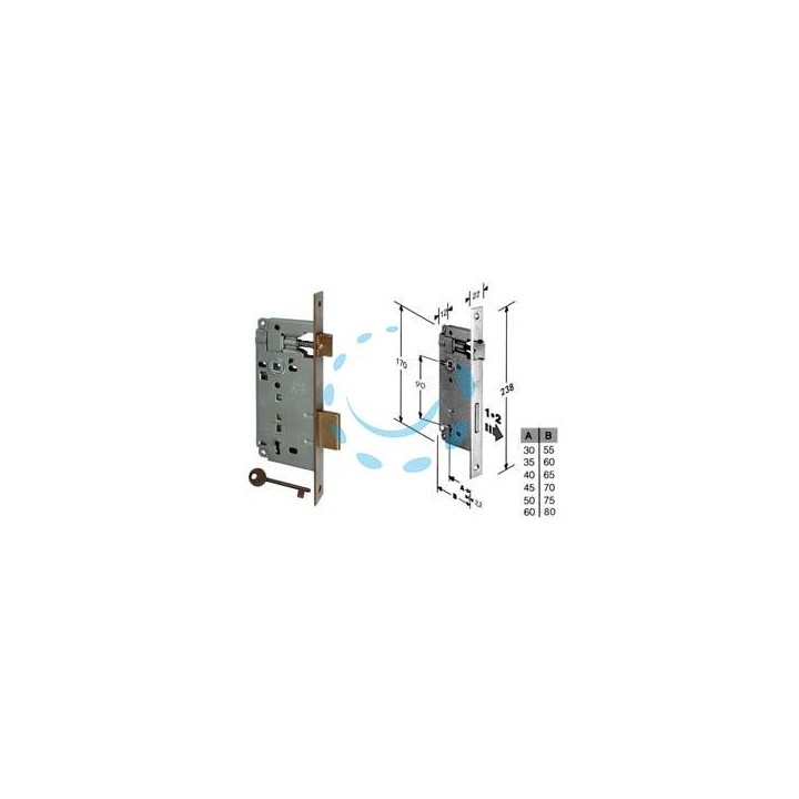 SERRATURA A BUSSOLA PATENT DA INFILARE BORDO QUADRO BRONZATO - mm.45 (B.00592.45.22)